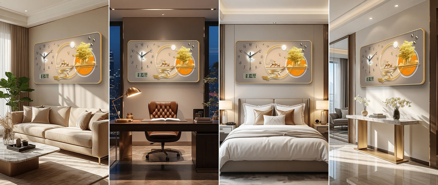 🕰️ Wall Clock of Crystal Porcelain Mura with LCD-2026 ✨