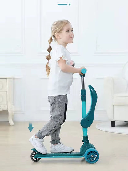 ✨ 3-in-1 Kids Scooter with LED Lights — Fun, Safety & Learning Together!🛴