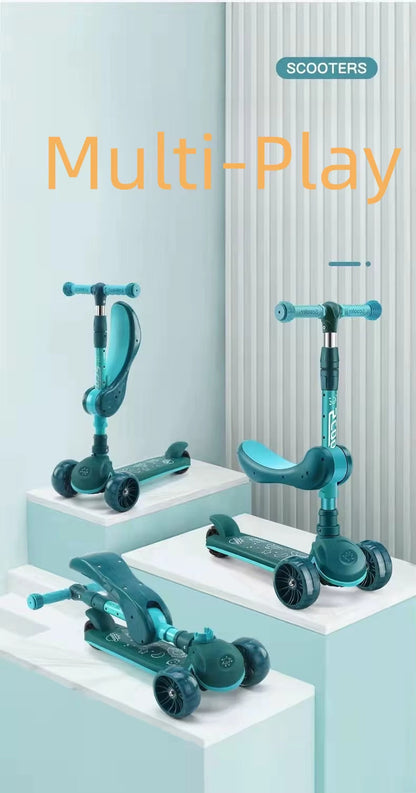 ✨ 3-in-1 Kids Scooter with LED Lights — Fun, Safety & Learning Together!🛴