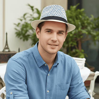 Men’s Woven Straw Fedora Hat – Pack of 3, Patterned Crown-2026