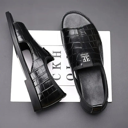 Sandales homme cuir texturé confort & élégance  Italian Leather 2026💎