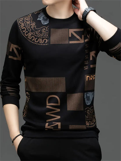 Men's Luxury Black Printed Sweatshirt – Modern Streetwear Style💫