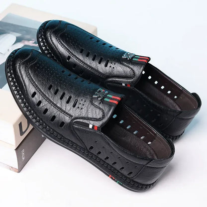 Men’s Breathable Leather Loafers – Casual Slip-On Shoes
