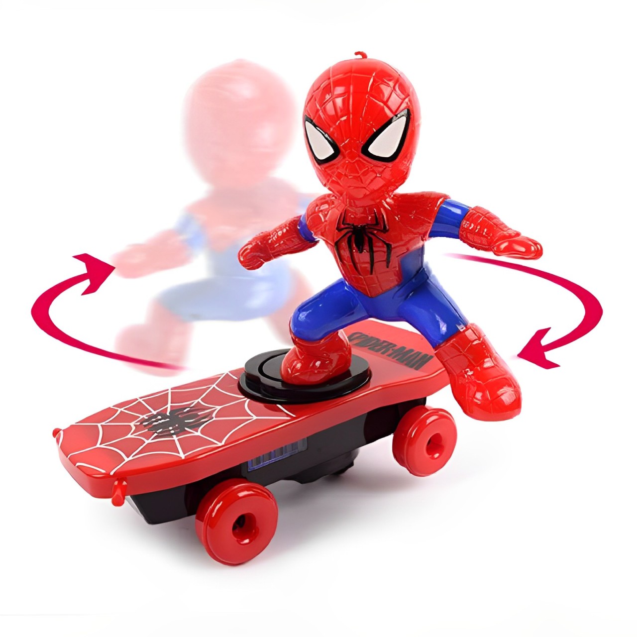 Spider-Man Stunt Scooter Toy - Electric Music, Flip Rotation, Skateboard for Kids