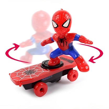 Spider-Man Stunt Scooter Toy - Electric Music, Flip Rotation, Skateboard for Kids