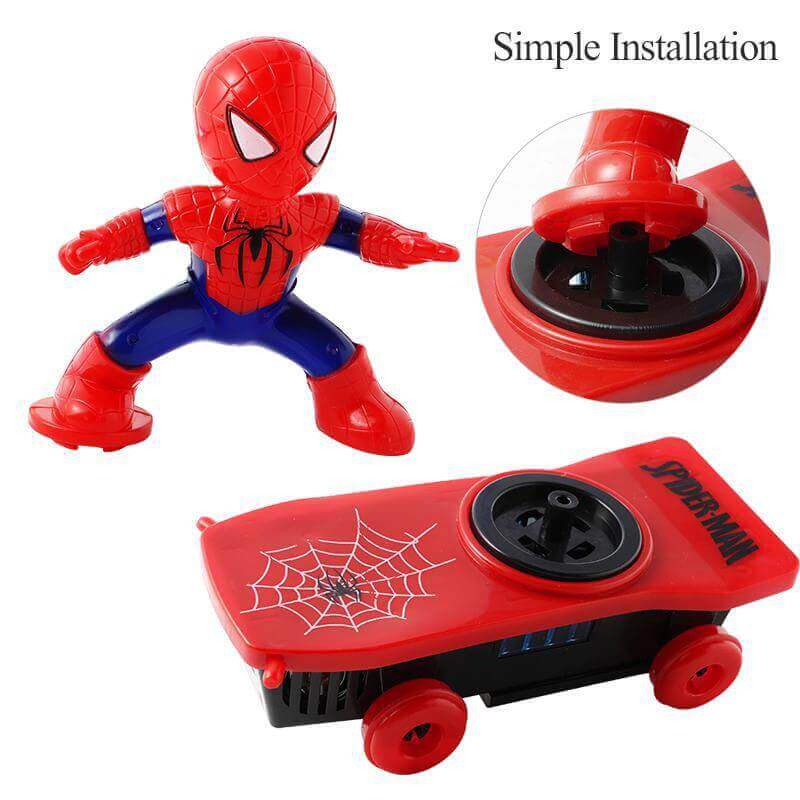 Spider-Man Stunt Scooter Toy - Electric Music, Flip Rotation, Skateboard for Kids