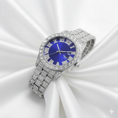 Men’s Luxury Blue Dial Diamond Watch🎁