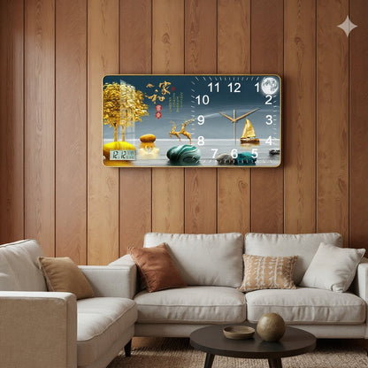 🕰️ Wall Clock of Crystal Porcelain Mura with LCD-2026 ✨