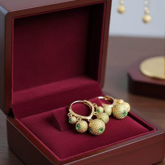 Elegant Gold-Tone Textured Crystal Dangle Earrings-2026✨