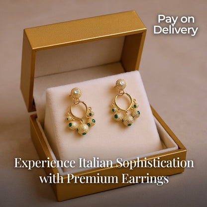 Elegant Gold-Tone Textured Crystal Dangle Earrings-2026✨