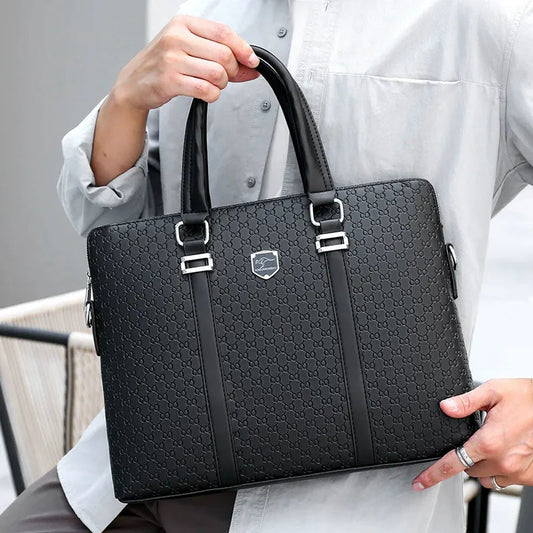 Men’s Premium Leather Business Laptop Briefcase – Black2026💎